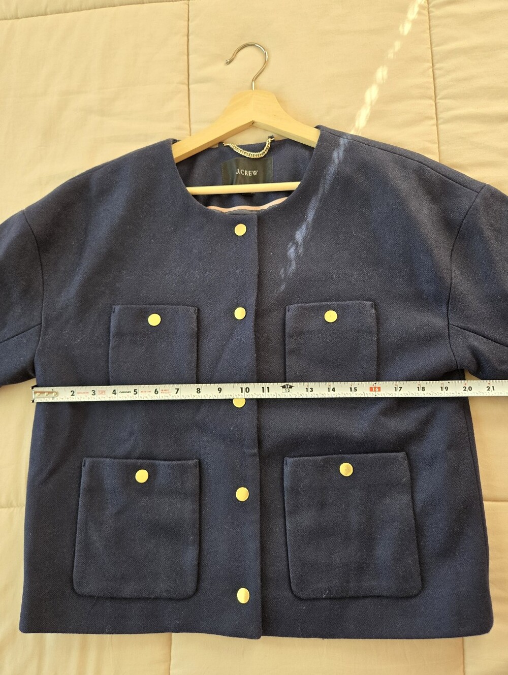J.Crew Relaxed Lady Jacket in Double-Serge 100% Wool, Navy Blue, Size 10 - Picture 10 of 11